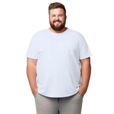 Imagem de Camiseta Plus Size Branca Lisa Camisa Básica Blusa Algodão com Poliést