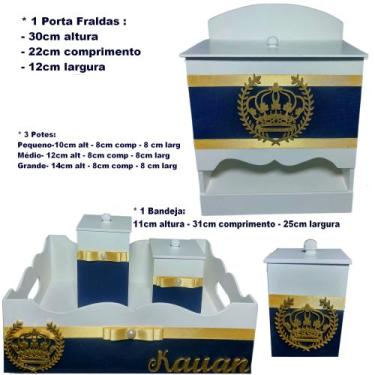 Imagem de Kit de Higiene de bebê madeira Mdf menino 5 pçs - AZUL MARINHO DE CORO