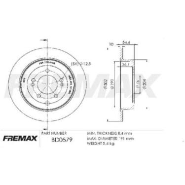 Imagem de Disco de freio Traseiro Hyundai Tucson 2016 a 2024 FREMAX