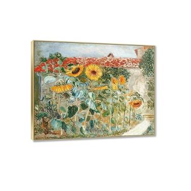 Imagem de Moldura dourada - arte de parede famosa em tela - Boris Dmitrievich Grigoriev Reproduções de pintura a óleo Giclee Impressão em tela de arte de parede - pôster "girassol" imagens de paisagem impressão