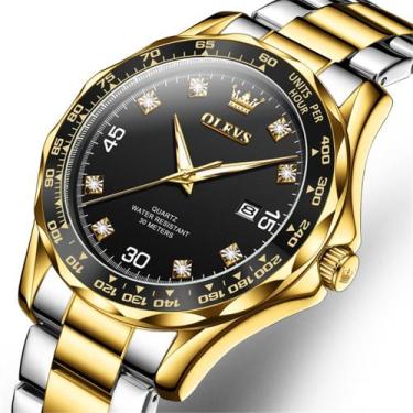 Imagem de Relógio Masculino De Luxo Dourado Clássico Casual Analógico - OLEVS