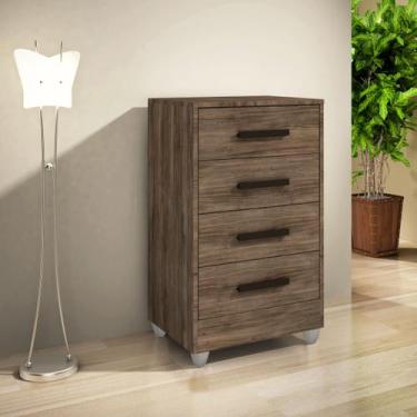 Imagem de Cômoda Quarto Multiuso Compacta 4 Gavetas - Full Economize, Rústico