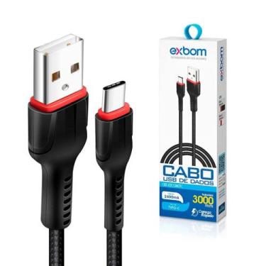 Imagem de Cabo para Celular Smartphone USB Exbom - Usb Tipo C  Tam. 01Metro Turb