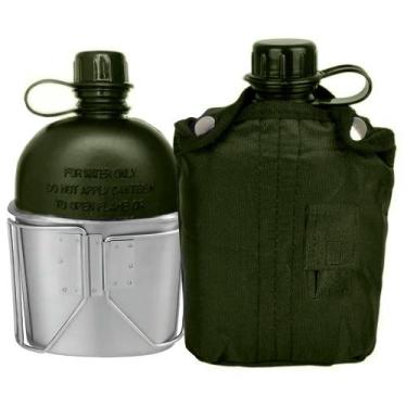 Imagem de Cantil Adventure Plástico e Caneca Aluminio Com Capa Protetora - Deyu,