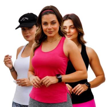 Imagem de Kit 3 Regata Blusinha Tapa Bumbum Viscose Grossa Fitness Top - LUFRAN,