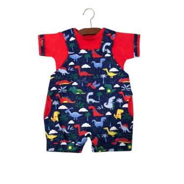 Imagem de Conjunto Macacão Jardineira MUNDO DOS DINOSSAUROS  para Bebê de Malha 