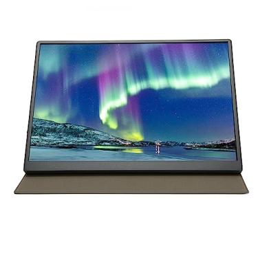 Imagem de Monitor Pequeno, Alto-falante Embutido FHD IPS Tela Portátil IPS Display 1920 X 1280 Com Capa de Couro PU para Jogos