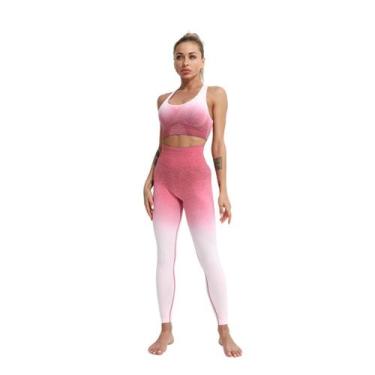 Imagem de Conjunto Top + Legging Hupana Cintura Alta Empina Bumbum Academia, Ros