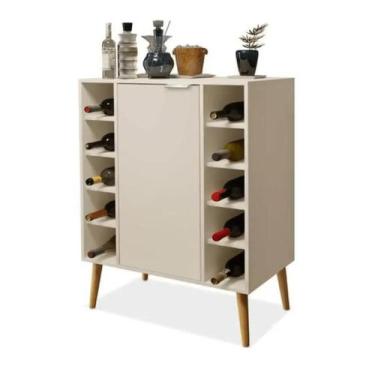 Imagem de Aparador Buffet Bar Adega Para 10 Garrafas Porta Retrô Pés Madeira Dub