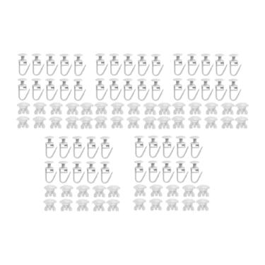 Imagem de DimyFew 100 peças Curta Curtain Cortina Rail Polia de cortina de cortina de cortina de cortina Glider ganchos Cortina corredores para banheiro