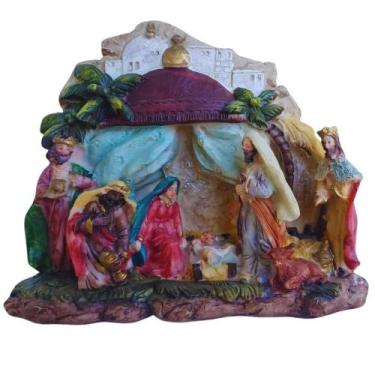 Imagem de Enfeite Presépio Natalino Templo 21x7x16cm Peça de Resina- Wincy.