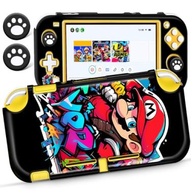 Imagem de Xinocy Capa para Nintendo Switch Lite com design fofo de anime Kawaii, divertida, divertida, moderna, rígida, fina, capa protetora + 2 tampas de polegar para crianças, meninos, adolescentes, meninas