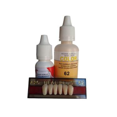 Imagem de Kit cola cor do dente + dente provisório resina acrílica a25 (tamanho 