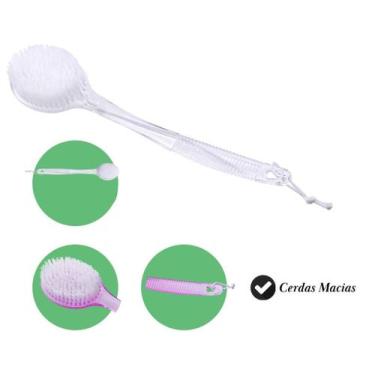 Imagem de Escova para Banho Cabo Longo Cerdas Macia Costas Dompel Transparente