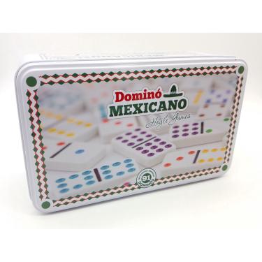 Imagem de Jogo de dominó Trem Mexicano 91 pedras na lata profissional
