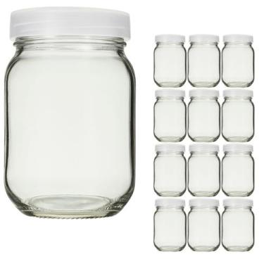 Imagem de Kit com 14 Potes de Vidro para Armazenar Leite Materno 200ml - Super M