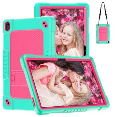 Imagem de Sozengba Capa para tablet Walmart Onn 10.1 2024 (modelo: 100135925), capa à prova de choque para crianças com alça de ombro para tablet Walmart Onn Gen 4 de 10,1 polegadas para crianças (verde/rosa)