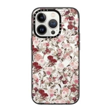 Imagem de CASETiFY Capa compacta para iPhone 14 Pro [leve/1,2 m. Proteção contra quedas de grau militar/fina] - Vintage Flower Monday - Preto transparente