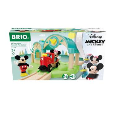 Imagem de Conjunto de trem de brinquedo de madeira brio Disney Mickey Mouse Record & Play