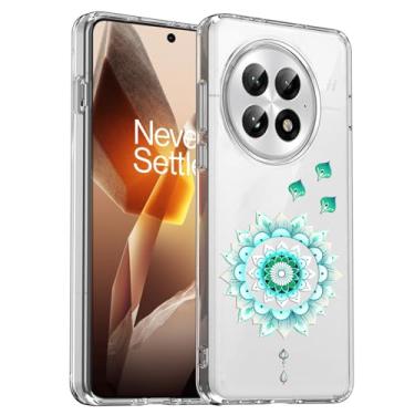 Imagem de Unov Capa compatível com OnePlus 13 5G transparente com mandala de menta design mandragora TPU macio absorção de choque fina padrão em relevo capa protetora traseira