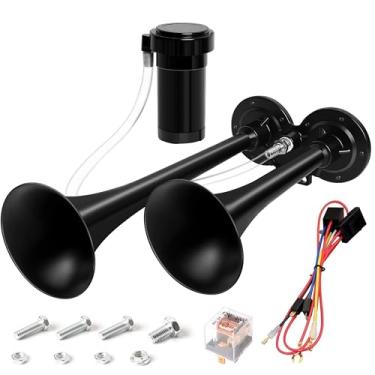 Imagem de Kit de buzina de ar de 12 V, buzina de trem super alta para caminhão, buzina de ar com compressor para veículos de 12 V, caminhões, caminhões, caminhões, trens, barcos