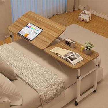 Imagem de Mesa de cama, mesas sobre a cama, altura ajustável com rodas - mesa versátil sobre a cama para comer mesa de computador móvel