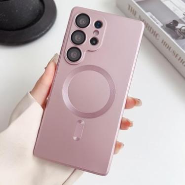 Imagem de MVVKKY Para Samsung Galaxy S23 Luxury Solid Clor Matte Magnetic Case Capa de proteção de câmera (para Samsung Galaxy S23 / rosa)