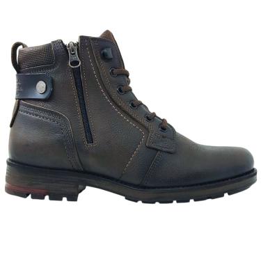 Imagem de Coturno Masculino em Couro Casual Dia a Dia Com Zíper Lateral Bico Redondo Pegada 181314