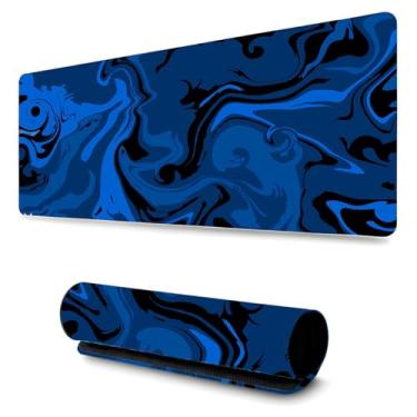 Imagem de Mouse Pad Gamer Profissional Grande Confortavél Anti Derrapante (65x32) - Abstrato Azul Escuro
