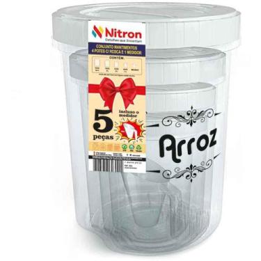 Imagem de Pote Plástico Conjunto com 5 Potes Rosca e Medidor - Nitron
