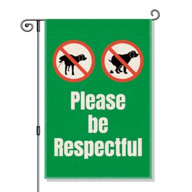 Imagem de Perfectinsoy Please Be Respectful No Dog Urine Poop Bandeira de jardim, decoração de fundo verde