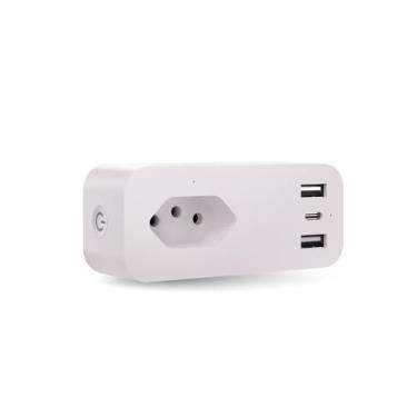 Imagem de Tomada Inteligente Wi-Fi 10A Velds, 2 Portas USB, 1 Porta USB-C, Controle por App, Smart Plug, Medidor de Consumo de Energia, Compatível com Alexa, Bivolt, Branco