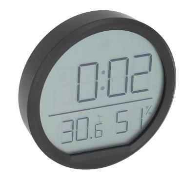 Imagem de Termômetro de Sala Digital de Despertador Eletrônico, Com Acabamento Preto Elegante, Relógio de Higrômetro Montado na Parede para Casa, Escritório, Sala