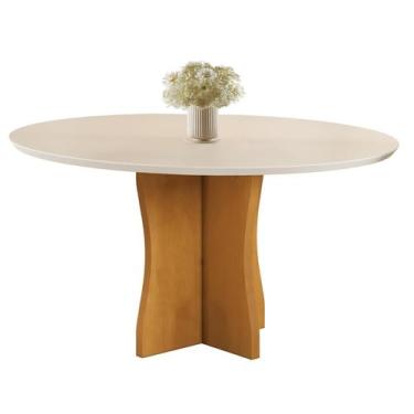 Imagem de Mesa Jantar 4 Lugares Retangular MDF Com Vidro Laqueado Base Madeira M