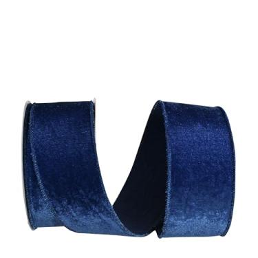 Imagem de Reliant Ribbon Veludo de pelúcia com fita de borda com verso Dupioni, 6,3 cm x 9,5 m, azul