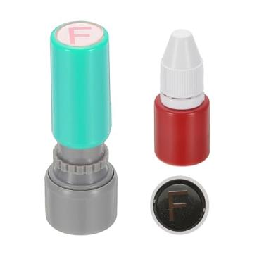 Imagem de PATIKIL Carimbos de letras, autotinta, alfabeto, letra F, professor, tinta vermelha para cadernos de aula, scrapbook, artesanato, verde