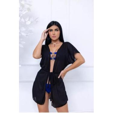 Imagem de Saída de praia Kimono curta - Lyfe Modas, Preto, Único