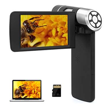 Imagem de LINKMICRO LM203 Microscópio digital portátil de 10 cm com tela, microscópio portátil 200X para adultos, lupa USB com luzes, kit de microscópio STEM para crianças de 8 a 12 anos, vídeo fotográfico
