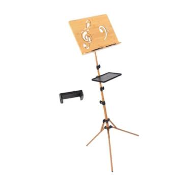 Imagem de YIJU Suporte de música de madeira dobrável, estável, resistente, profissional, altura ajustável, portátil para violinista, violão, púlpito de viagem, com Clipe de Telefone de Bandeja