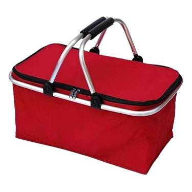 Imagem de Cesta Bolsa Térmica Piquenique 30 Litros Dobrável Resistente (Vermelha)