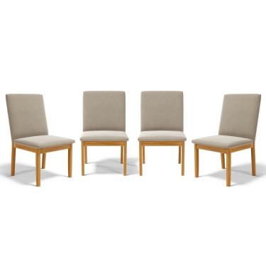 Imagem de Kit Com 4 Cadeiras Daniela Madeira Maciça Estofada Para Mesa De Jantar