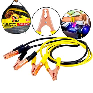 Imagem de Cabo Auxiliar de Partida 500 AMP com Bolsa 2,20m de Comprimento PVC Resistente Braçadeiras Isoladas Para Carros, Caminhões e Veículos Agrícolas