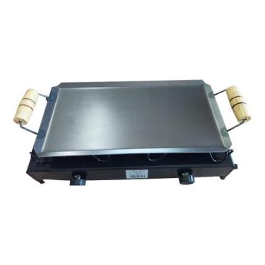 Imagem de Fogão 2 bocas com Chapa lanche pesca camping portátil leve - SM Pesca