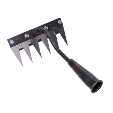 Imagem de IEUDNS Remoção de ervas daninhas Ancinho de jardim Enxada Ferramenta de jardinagem Ancinho de mão endurecido Ferramenta de remoção de ervas daninhas para , 6 Dentes