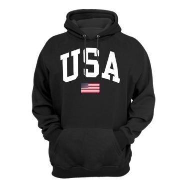 Imagem de Moletom Bluza Com Capuz e bolso Personalizado U S A - Hs, M, Preto