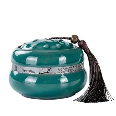 Imagem de Lata de chá Lata de chá de cerâmica com tampa para armazenamento de café em casa para chá, café, ervas, açúcar, especiarias e nozes Caixa de chá(Green)