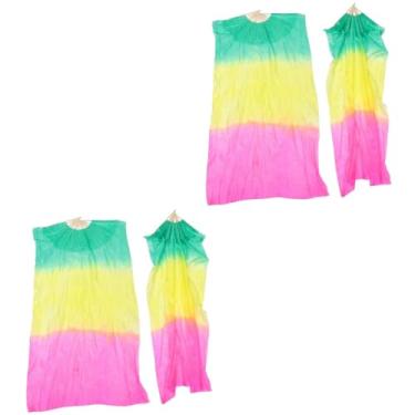 Imagem de 4 peças de dança do ventre leque longo de palco adereços de desempenho de palco adereços de desempenho véu ventilador desempenho ventilador véu dobrável banner portátil Miss Flame ventilador dobrável