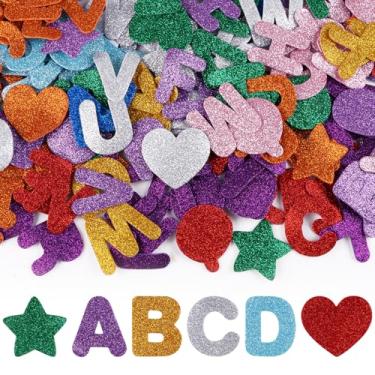 Imagem de LOKIPA 280 peças adesivos de letras de espuma, 10 cores A-Z glitter espuma alfabeto adesivos materiais de artesanato para crianças projetos escolares decorações de festa