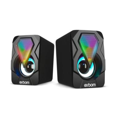 Imagem de Caixinha De Som Pc Gamer Notebook Luz Led Colorida 10w Usb - Exbom