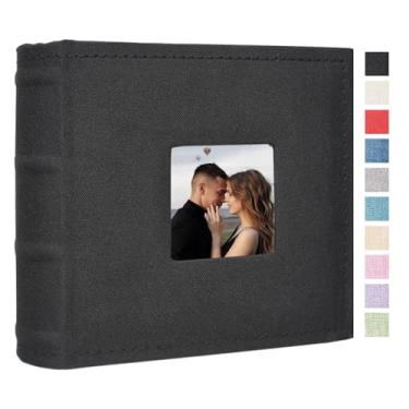 Imagem de Cherrich Álbum De Fotos Pequeno 4X6 Com 100 Bolsos E Espaço Para Escrever, Capa Linho, Livro Casamento, Bebê, Família Formatura